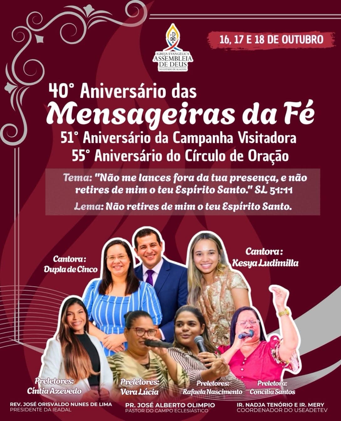 IEAD Teotônio Vilela celebra 40 anos das Mensageiras da Fé com programação especial